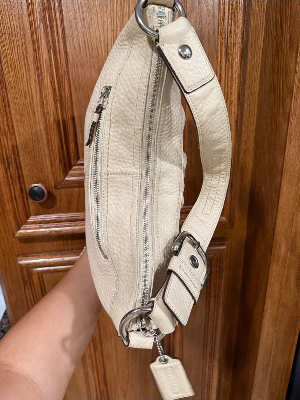 Coach Cream Pebbled Leather Hobo Bag